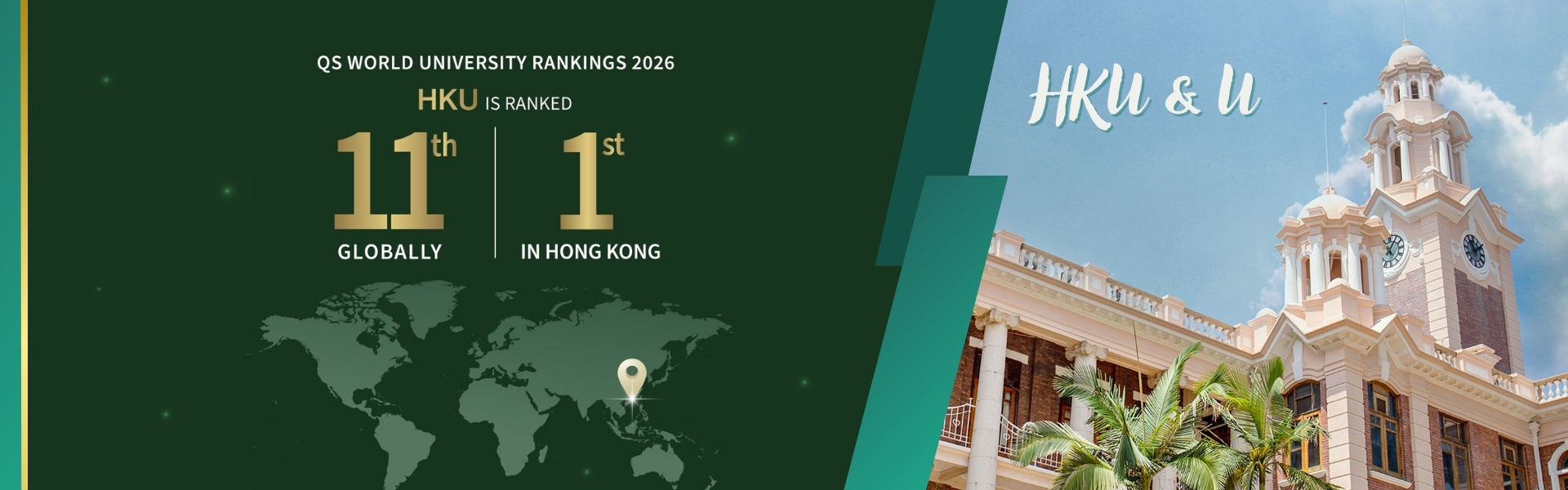Celebrating HKU has reached to 11th place in the 2026 QS , an unprecedent milestone
